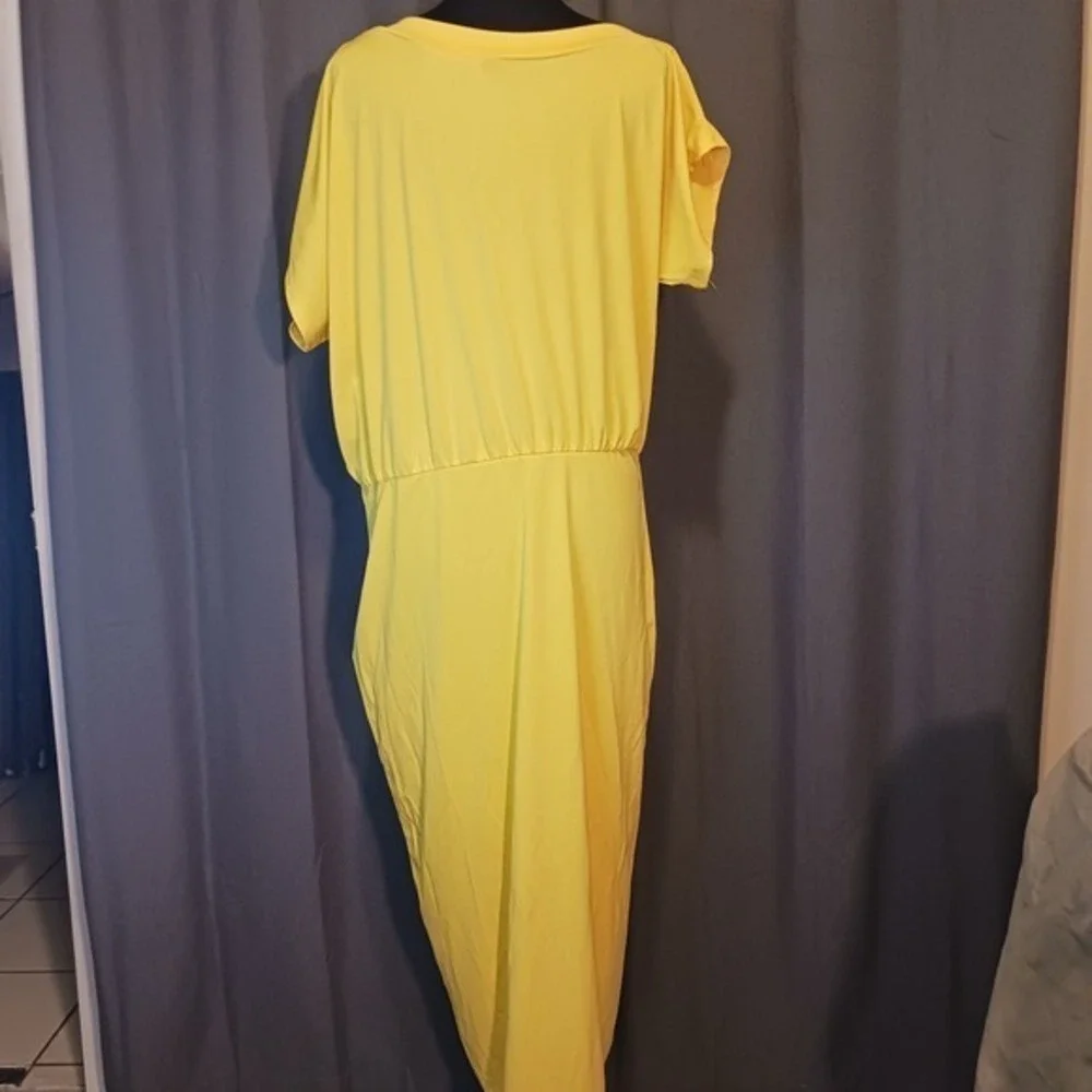 Grace Karin Maxi Dress Casual Sun Dress Short Sleeve‎ Yellow 2XL